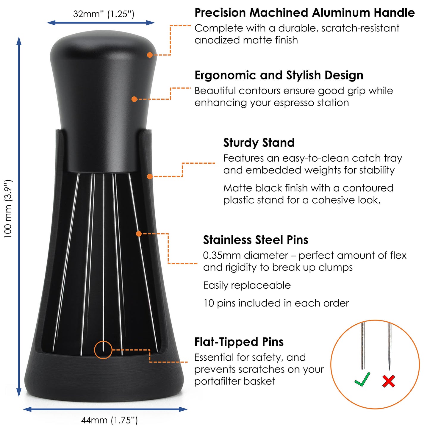 ARO Espresso™ WDT Tool and Stand | 0.35mm and 0.25mm Pins Available
