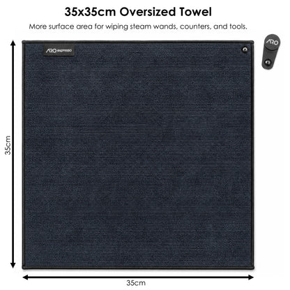 ARO® Magnetic Coffee Bar Towel | 35x35cm Microfiber Towel with Removable Magnet + Magnetic Target