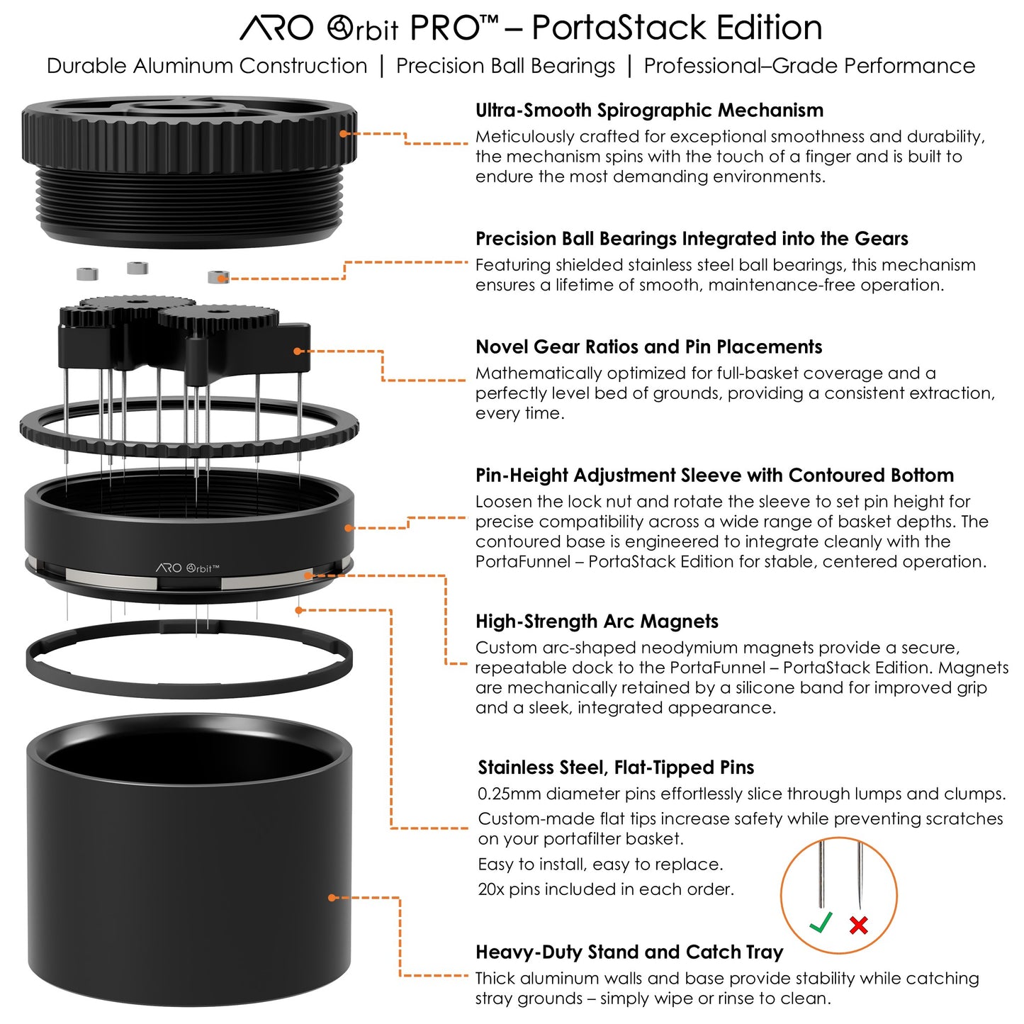 ARO Orbit PRO™ – PortaStack Edition | Aluminum Spirographic Espresso Distribution Tool