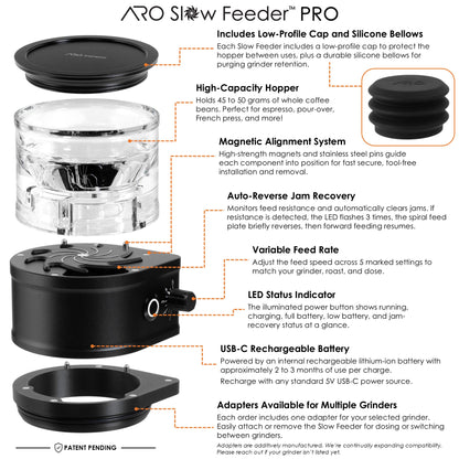 [PRE-ORDER] ARO Slow Feeder™ PRO | Aluminum Rechargeable Variable-Speed Coffee Bean Feeder