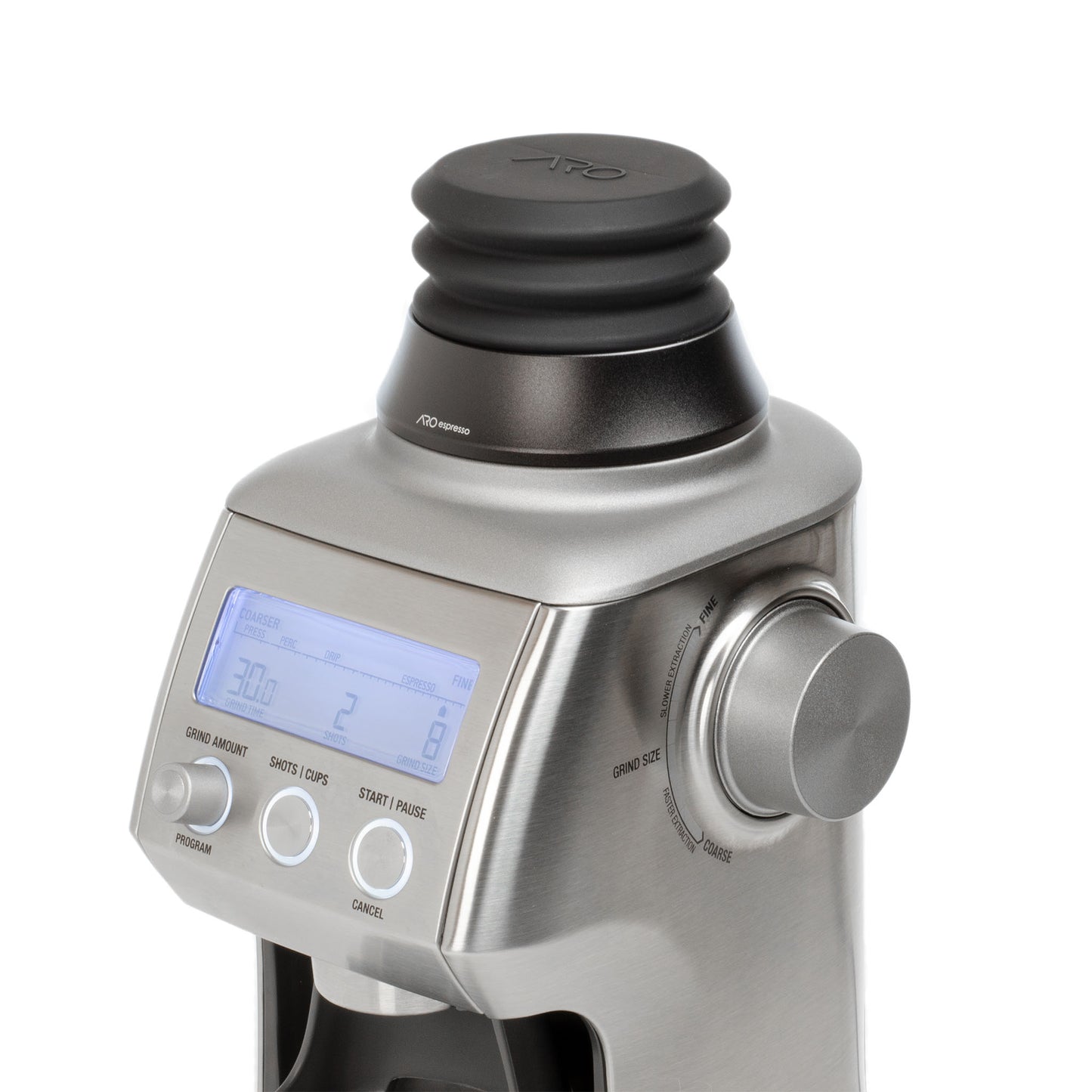 ARO Espresso™ Aluminum Single Dose Hopper with Silicone Bellows and Integrated Anti-Popcorn Baffle | Compatible with Breville/Sage Smart Grinder Pro