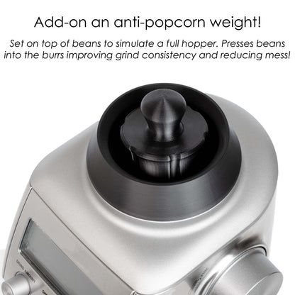 Anti-popcorn weight installed in single dose hopper