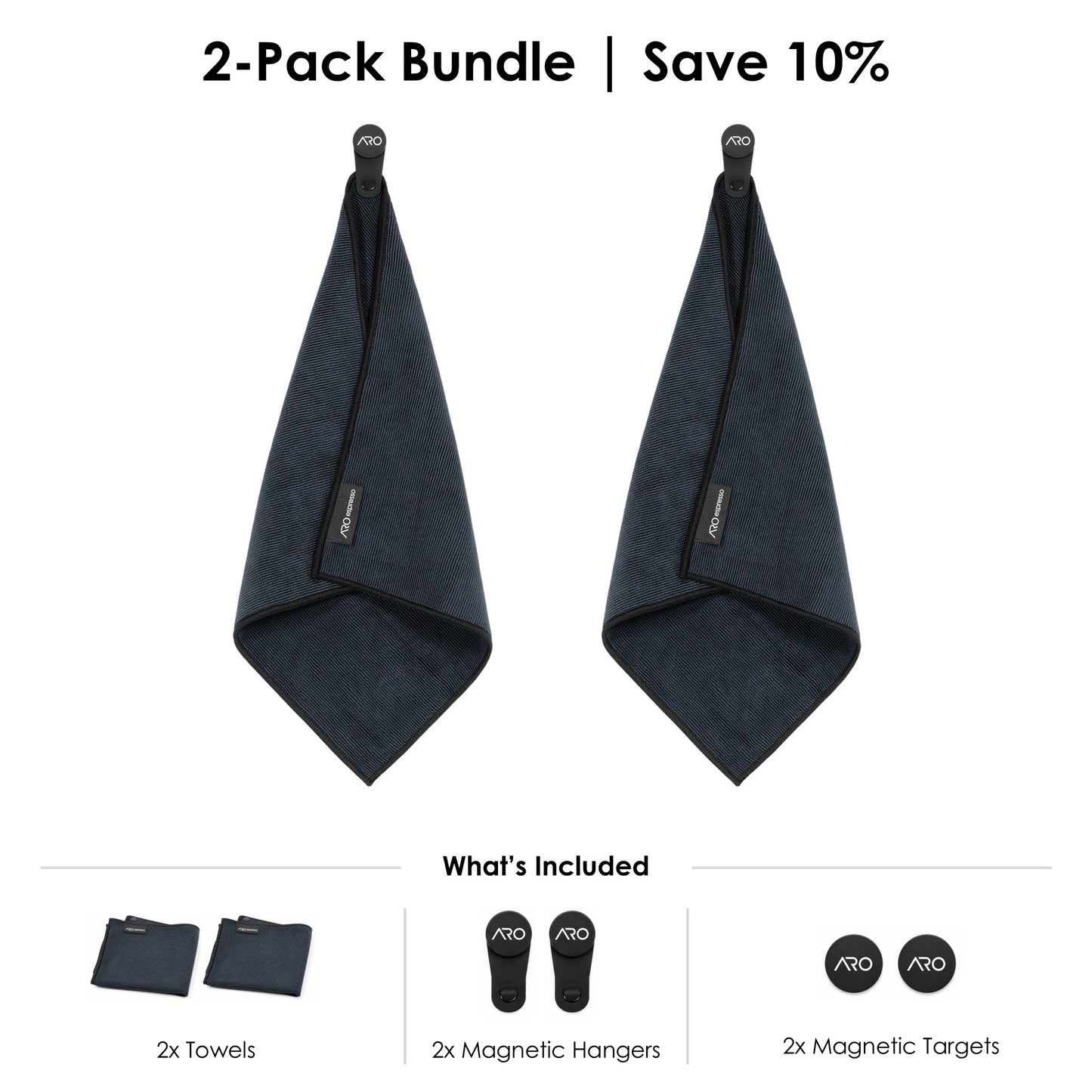 ARO® Magnetic Coffee Bar Towel | 35x35cm Microfiber Towel with Removable Magnet + Magnetic Target