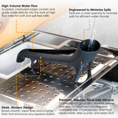 ARO Espresso™ The Original Water Tank Quick-Access Funnel | Offset Funnel for Effortless Espresso Machine Water Tank Access Under Cabinets