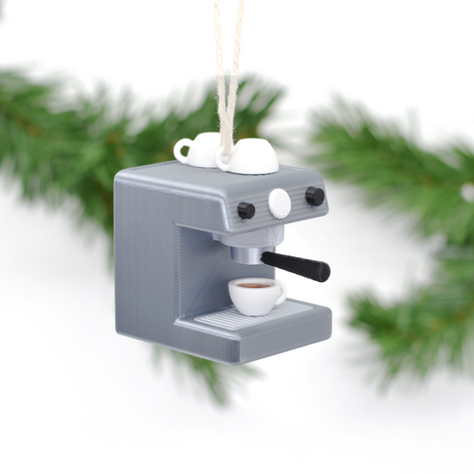 3D Espresso Machine Ornament | Three-Dimensional/3D Ornament | Coffee Inspired Christmas Ornament with Removable Magnetic Portafilter