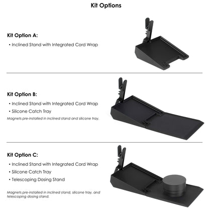 ARO Espresso® Inclined Stand for Eureka Mignon | Silicone Catch Tray | Telescoping Dosing Stand | Low Retention Single Dosing Kit