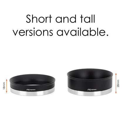 ARO PortaFunnels in short and tall versions side by side, showing options for different espresso machine portafilter heights.