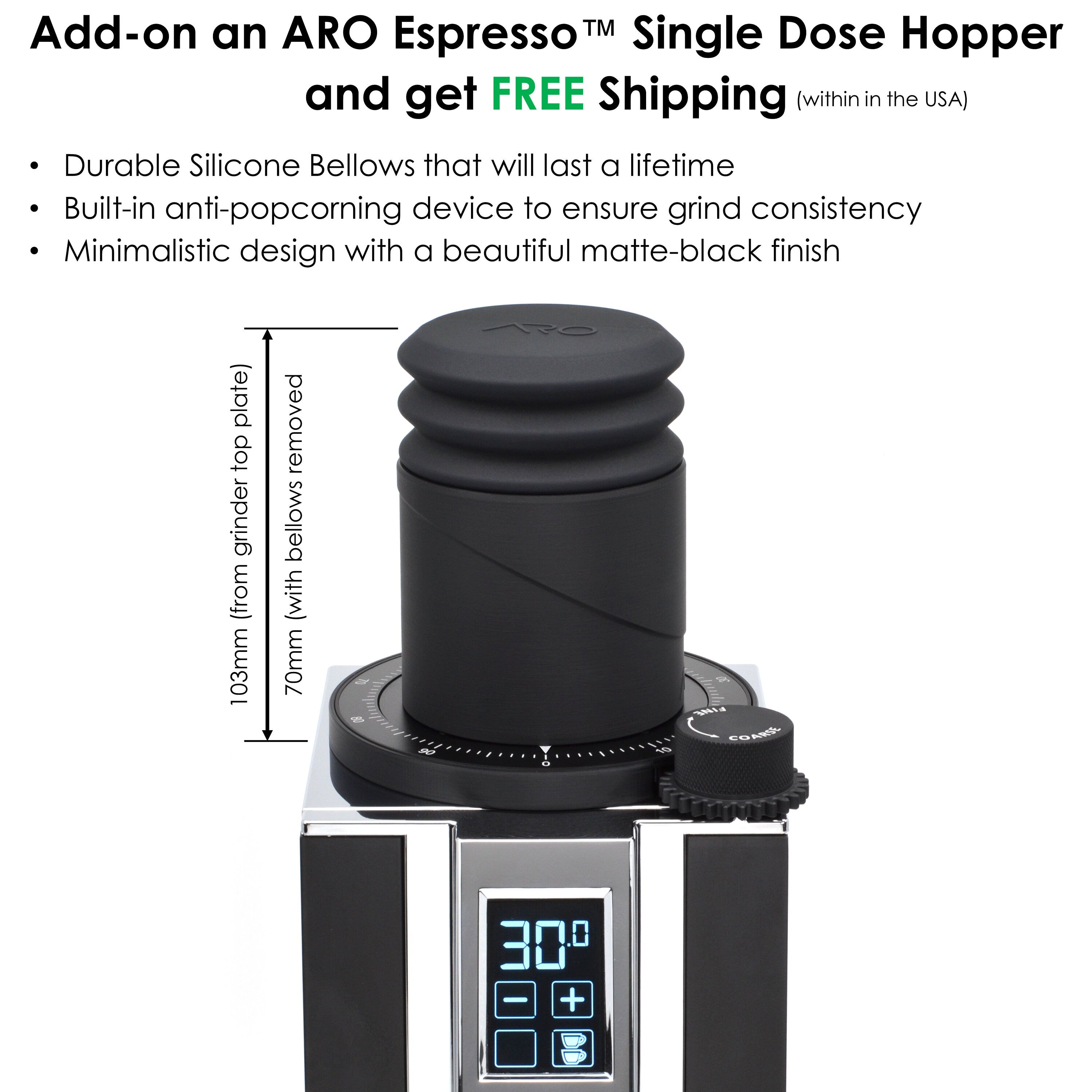 ARO Espresso™ Aluminum Grinder Setting Dial for Eureka Mignon | Solid